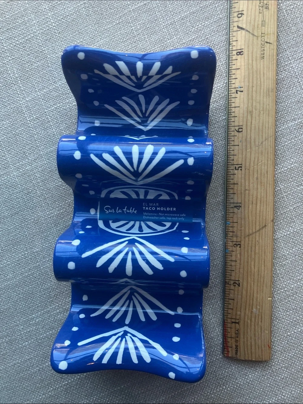 SUR LA TABLE El Mar Outdoor Melamine Taco Holder Blue Mediterranean Vibe NWT